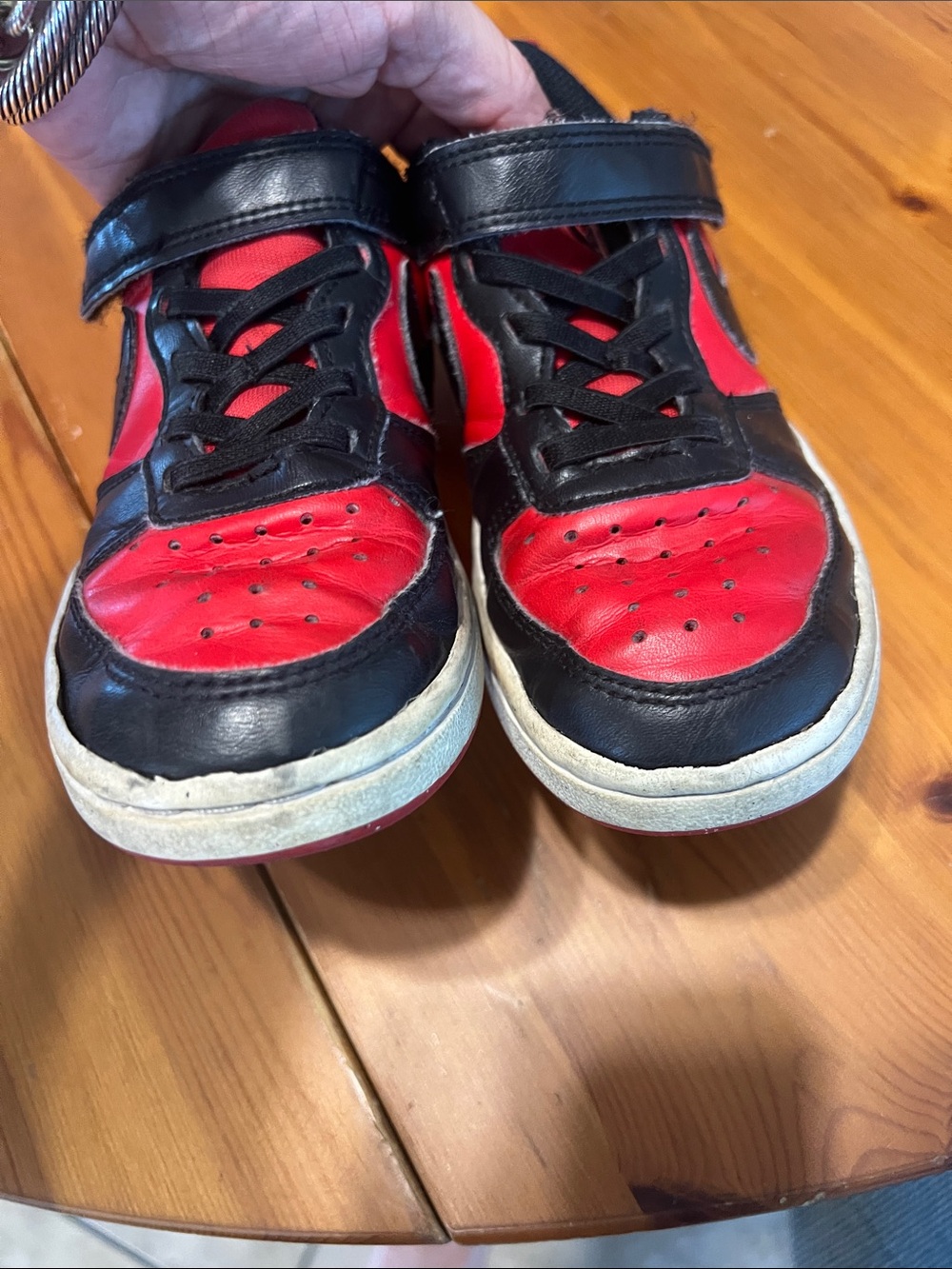 Nike Kids Black and Red Low-Top Sneakers with Strap - Picture 3 of 5